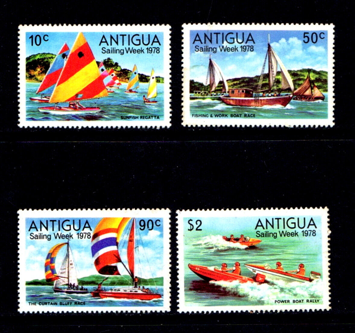 Antigua - 1978 - Sail Boats - Sailing Week - English Harbor + Mint - Mnh Set!