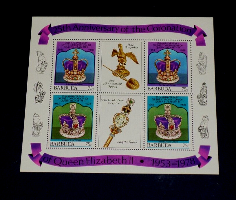 Barbuda #345, 1978, Coronation Issue  Souvenir Sheet, Mnh, Nice Lqqk