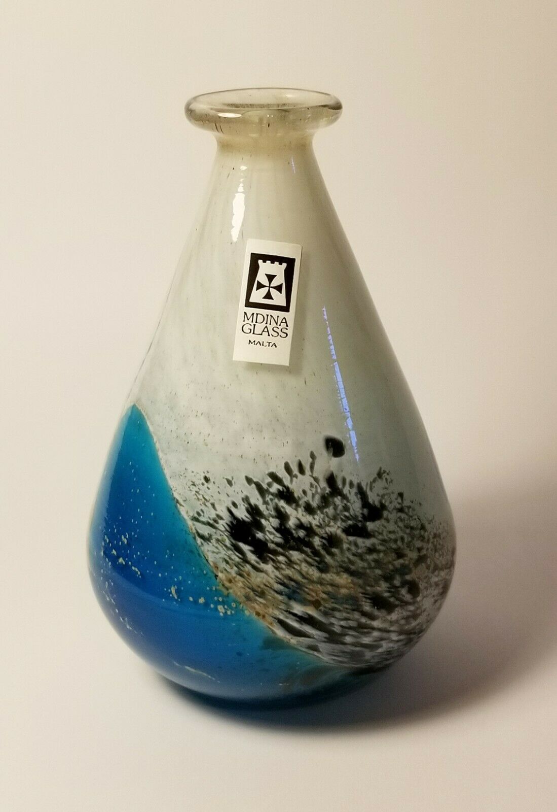 Mdina Art Glass Bud Vase, Seascape Pattern, Made In Malta
