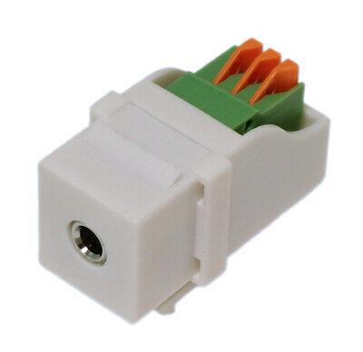 Wall Plate: Keystone Jack - 3.5mm Stereo Audio Block Connector  White