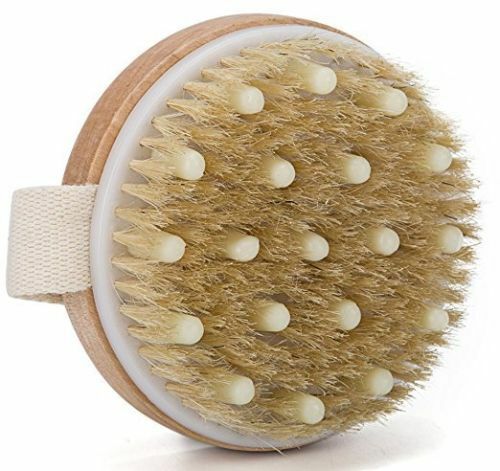 Touch Me Dry / Wet Massage Bath Body Brush Natural Boar Bristle Spa Exfoliator