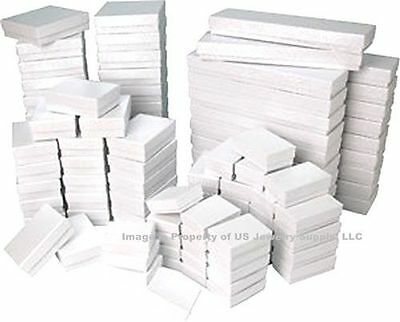 100 Assorted Mix Sizes White Swirl Cotton Filled Jewelry Packaging Gift Boxes