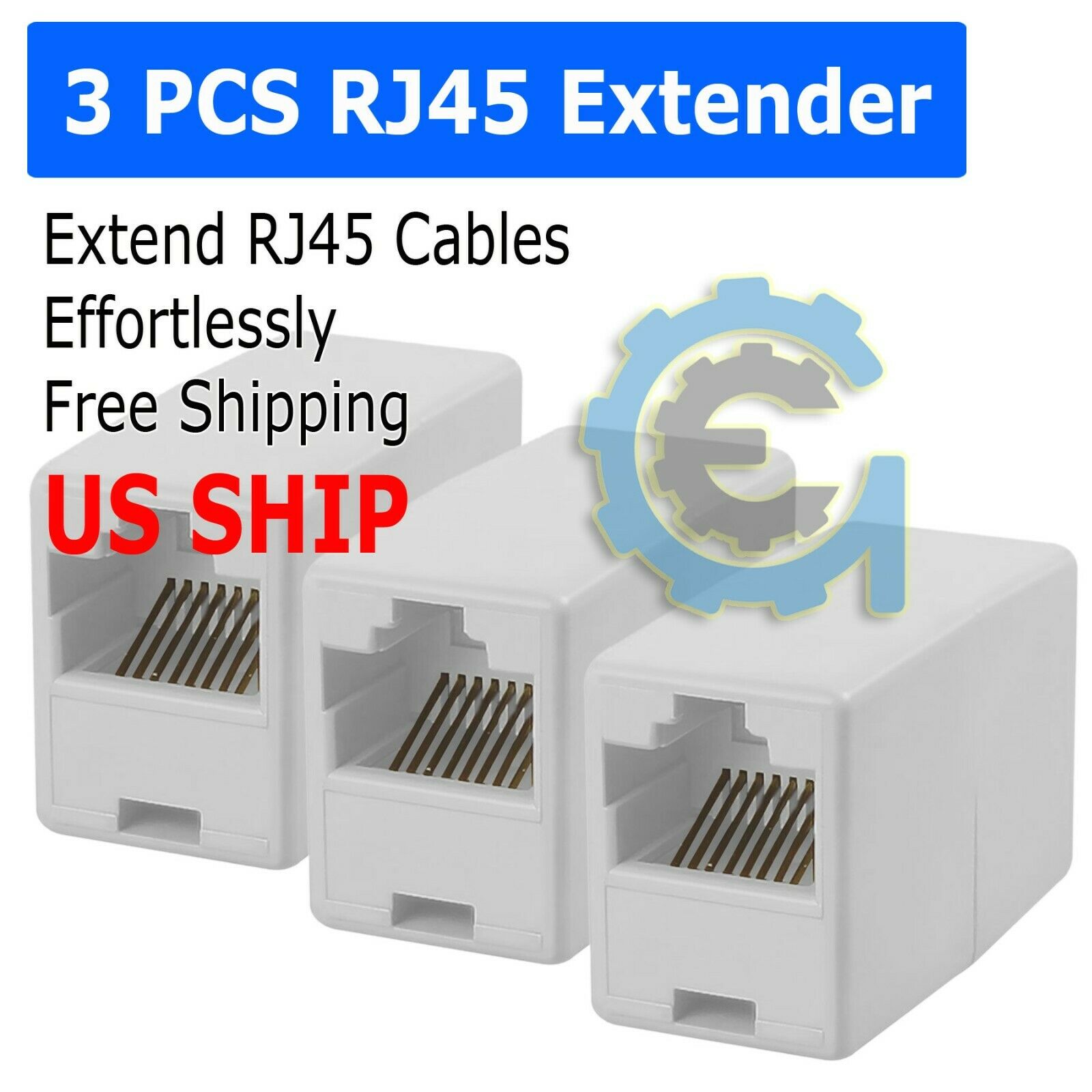 3x Rj45 Joiner Inline Coupler Cat6 Cat5 Extender Ethernet Wire Network Connector