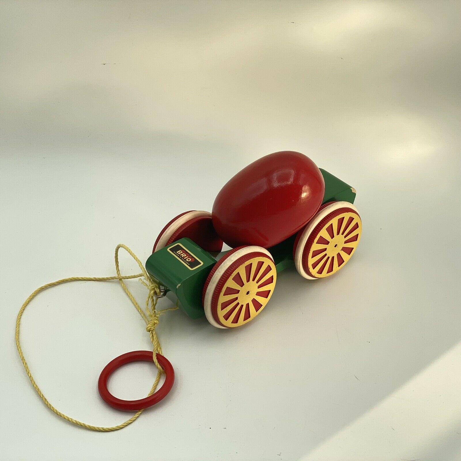 Vintage Brio Egg Cart Wood Pull Toy Made In Sweden 30362