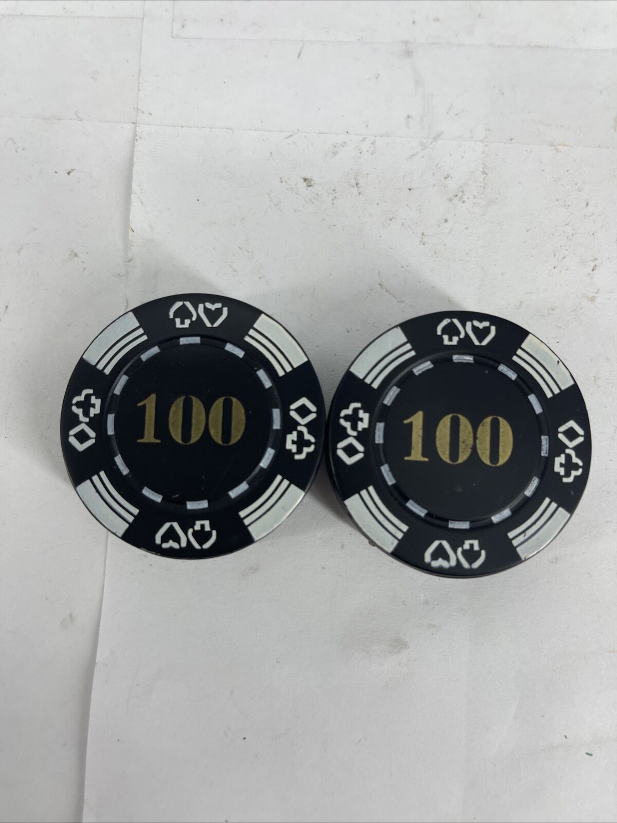 Lot Of 2 Black Casino Poker Chip 100 Refillable Butane Cigarette Lighters