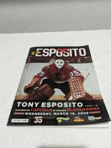 Rare Chicago Blackhawks Tony Esposito 3-19-08 Game Program Limited To 1000