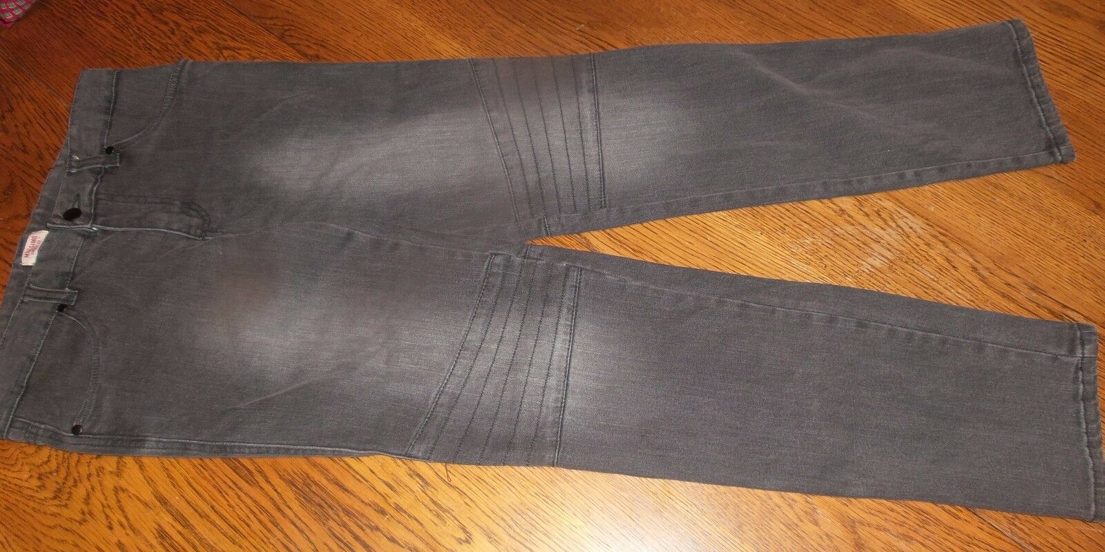 Sz 14 Mossimo Girl's Jeans Black Gray Straight Skinny Distressed Nwot