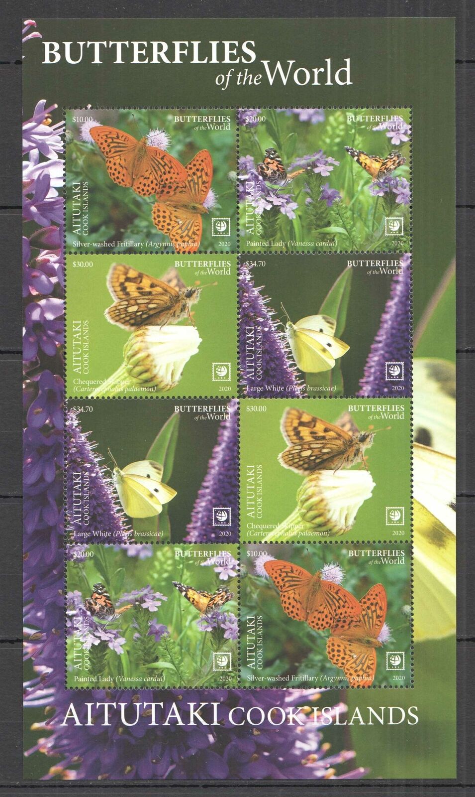 Nw710 2020 Aitutaki Butterflies !!! Sale Flora & Fauna Sh Mnh
