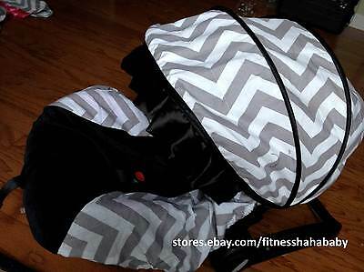 Baby Boy Gray Black Infant Car Seat Cover Canopy Cover Fit Most Infant Seat
