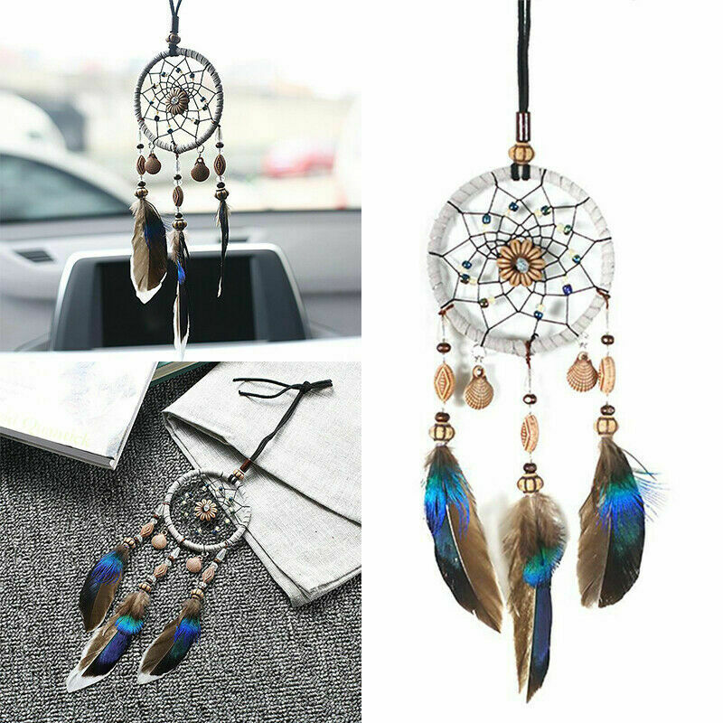 Dream Catcher Beaded Car Wall Hanging Bead Ornament Feathers Mini Decoration Us