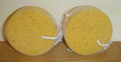 Set Of 2 ~ Natural Round Bath & Shower Sponge Sponges Body New In Package
