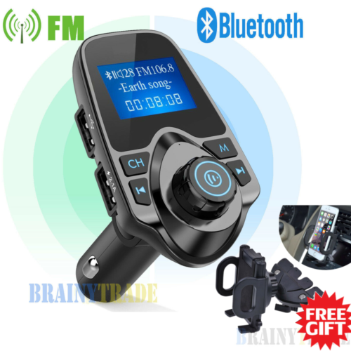 Bluetooth Fm Transmitter For Car Wireless Radio Adapter 2 Usb Charger Mp3 Player
