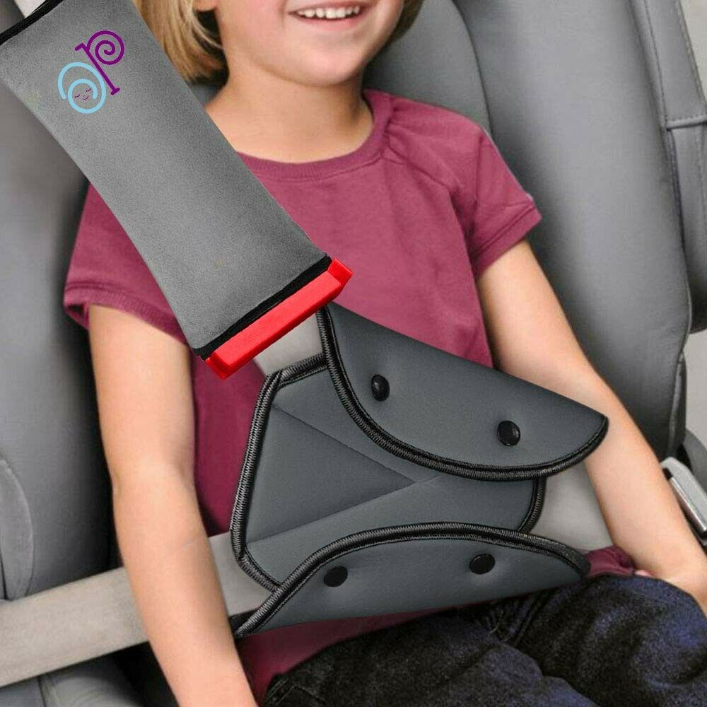 Seat Belt Pillow And Adjuster With Clip For Kids Travel Neck Support Headrest